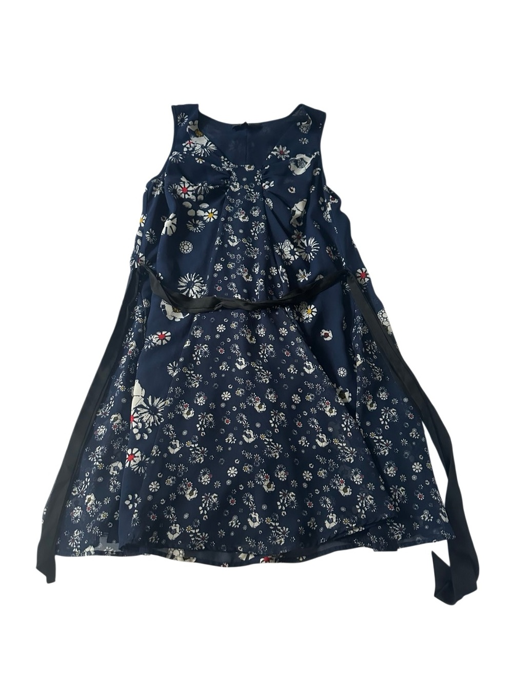 Jason Wu Navy Floral Tie-Waist Casual Dress